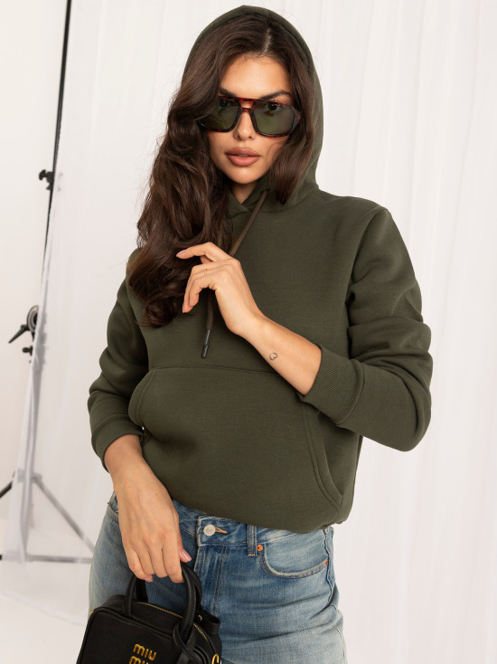 Khaki Damen Sweatshirt mit Kapuze RUE PARIS