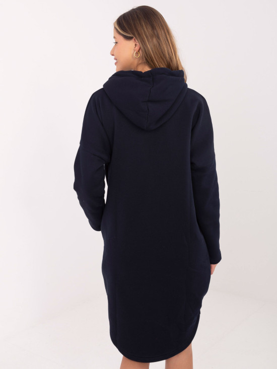 Dunkelblaue lange Kapuzenjacke RUE PARIS