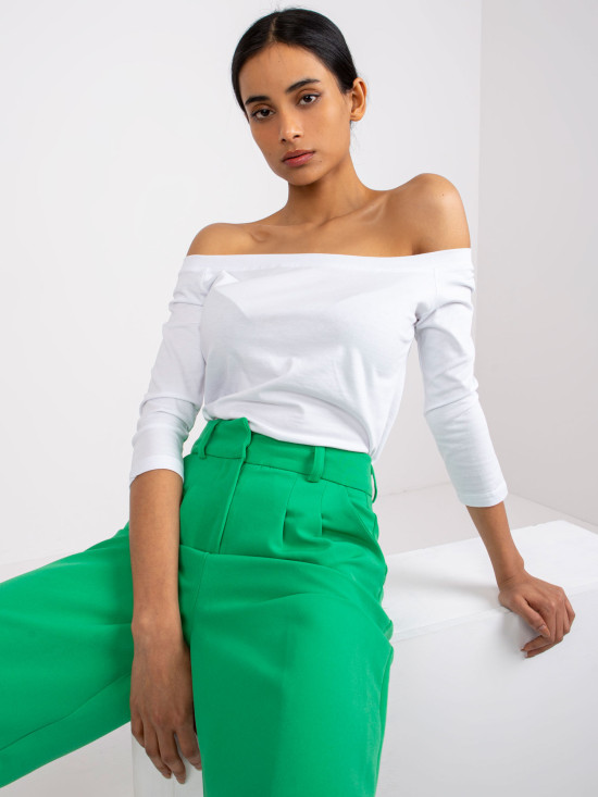 Weiße Bluse mit Carmen-Ausschnitt Basic Live