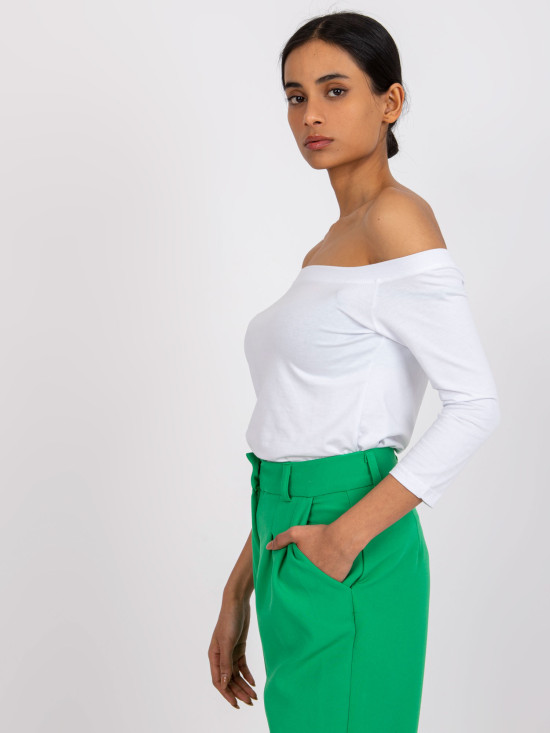 Weiße Bluse mit Carmen-Ausschnitt Basic Live