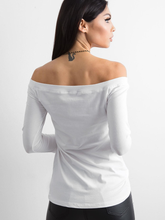 Weiße Bluse mit Carmen-Ausschnitt Basic Live