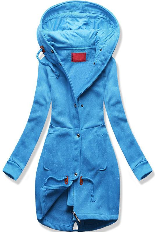 Long-Sweatjacke mit Kapuze blau