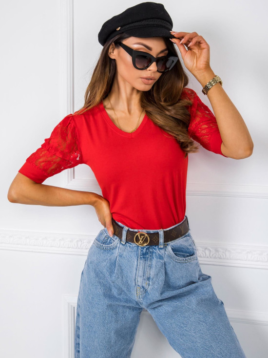 Rote Baumwollbluse RUE PARIS