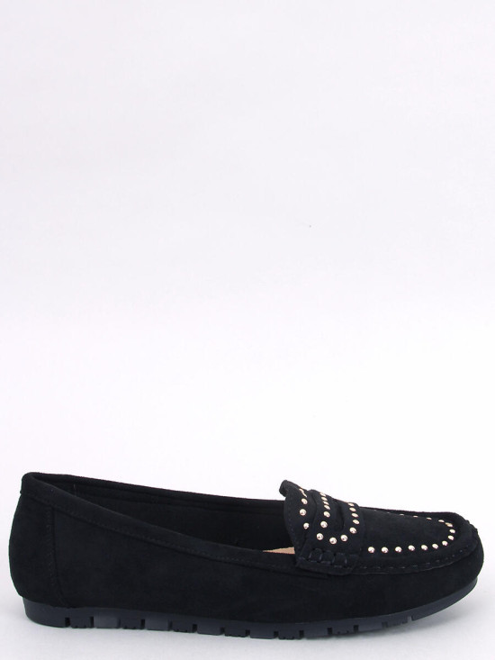 Wildledermokassins mit Nieten Schwarz
