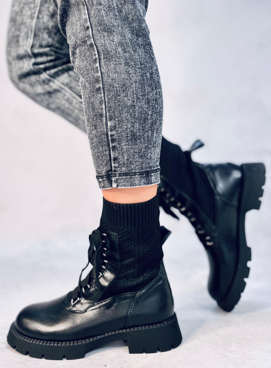 Stiefeletten mit Stoffobermaterial Schwarz