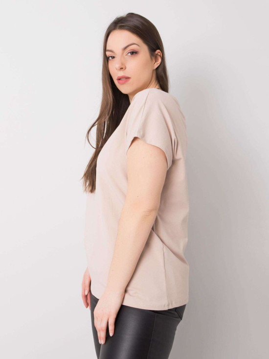 Beige Plus Size T-Shirt aus Baumwolle