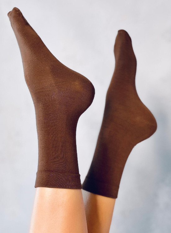 Hohe Damensocken Schokoladenbraun