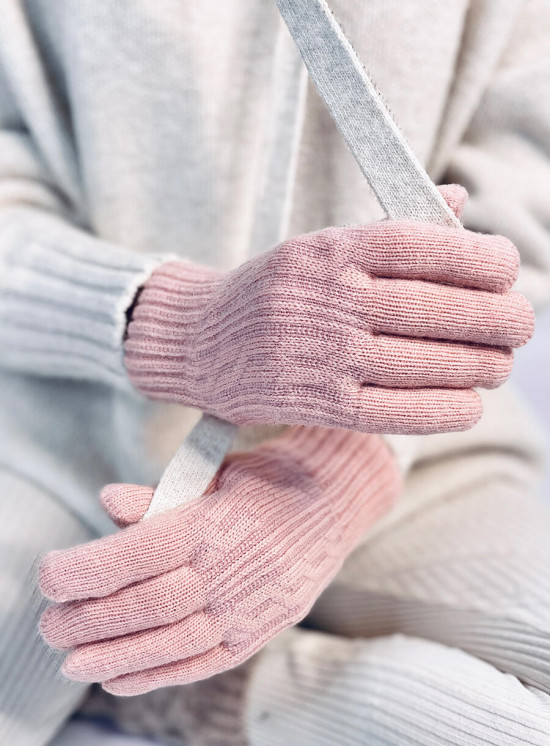 Winterhandschuhe mit Strickmuster Rosa