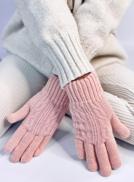 Winterhandschuhe mit Strickmuster Rosa