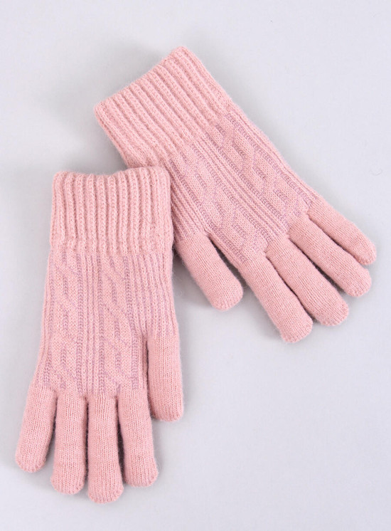 Winterhandschuhe mit Strickmuster Rosa