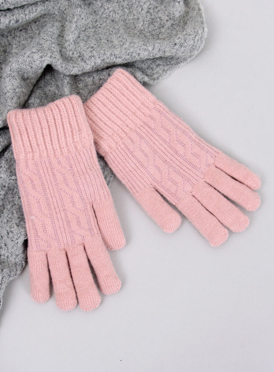 Winterhandschuhe mit Strickmuster Rosa