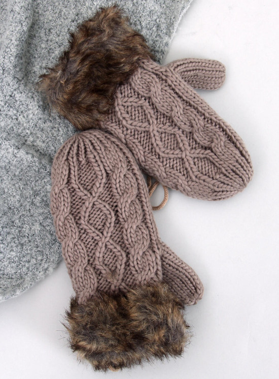 Fäustlinge mit Strickmuster Mocca
