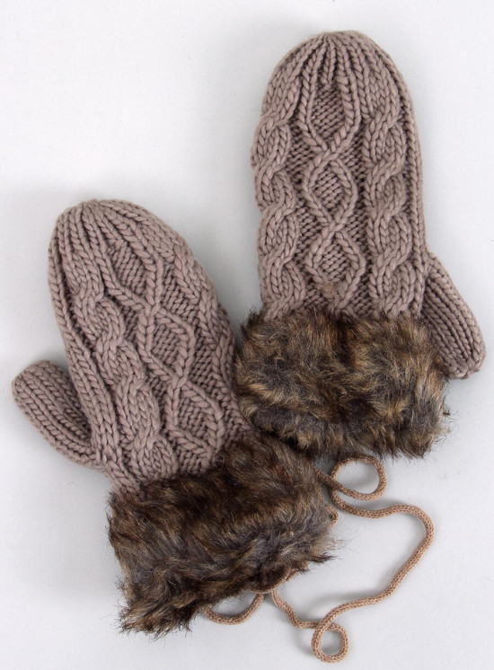 Fäustlinge mit Strickmuster Mocca