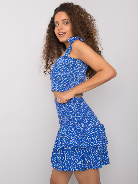 Blaue Minirock mit Muster von RUE PARIS