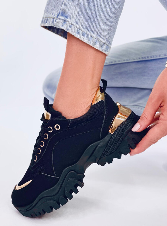 Sportliche Damen-Sneaker in Schwarz/Gold