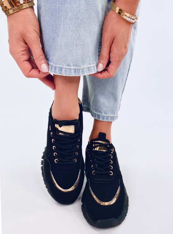 Sportliche Damen-Sneaker in Schwarz/Gold