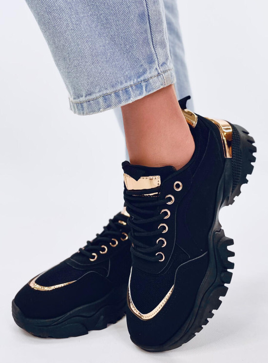 Sportliche Damen-Sneaker in Schwarz/Gold