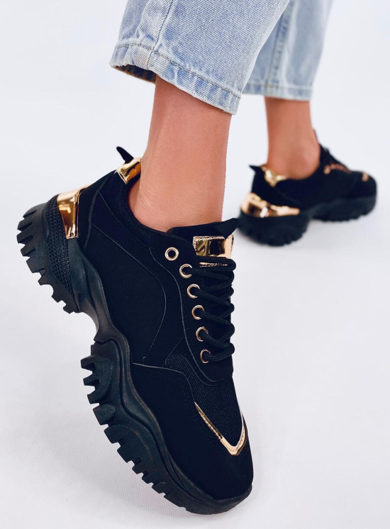 Sportliche Damen-Sneaker in Schwarz/Gold