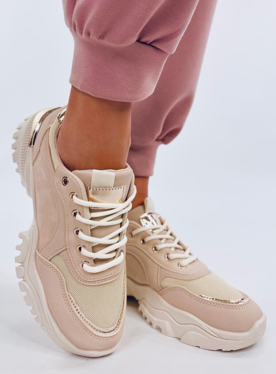 Sportliche Damen-Sneaker in Beige/Gold