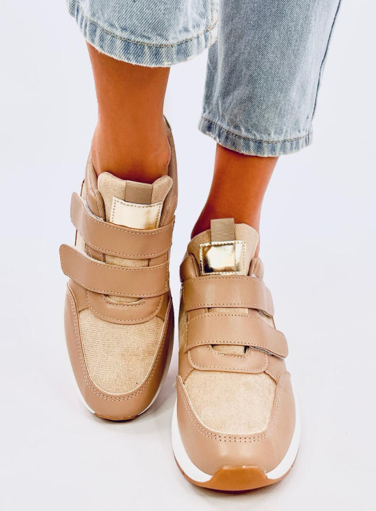 Sneaker mit Klettverschluss Beige