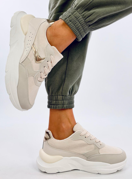 Plattform-Sneakers aus Öko-Leder/Wildleder Ecru