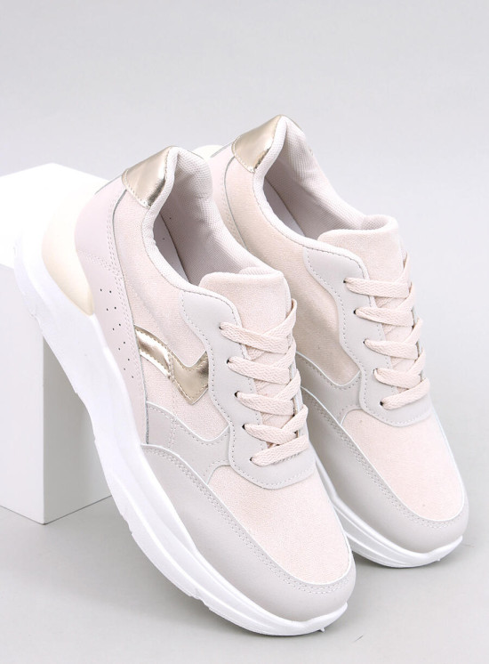 Plattform-Sneakers aus Öko-Leder/Wildleder Ecru