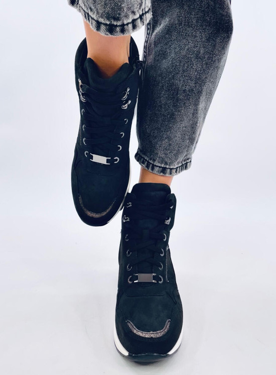 Damen-Sneaker mit Keilabsatz in Schwarz