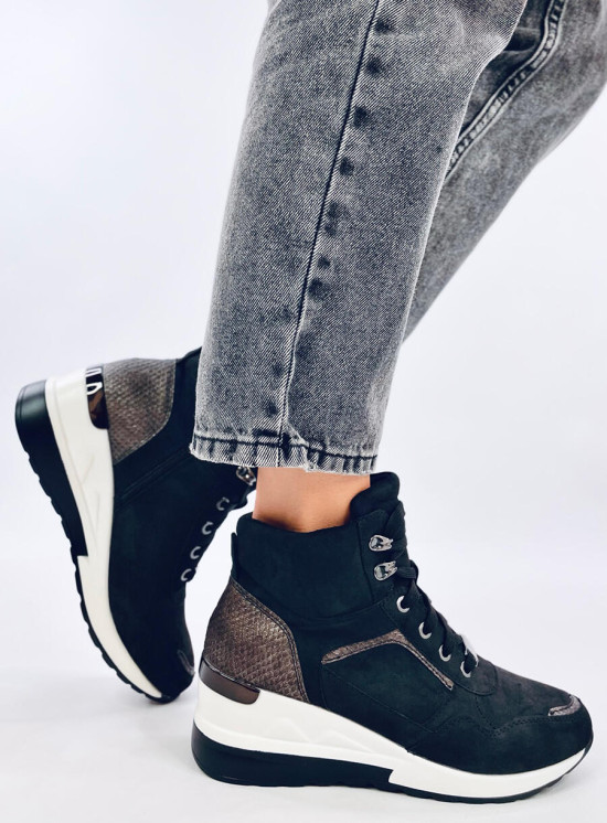 Damen-Sneaker mit Keilabsatz in Schwarz