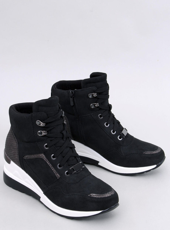 Damen-Sneaker mit Keilabsatz in Schwarz