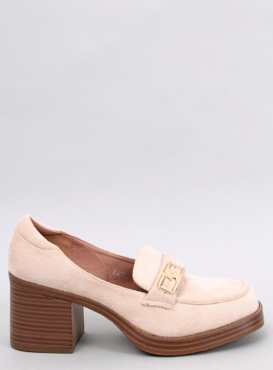 Damen-Mokassins mit Absatz Beige