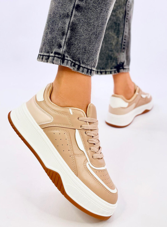 Sneaker auf Plateausohle aus Öko-Leder Camel