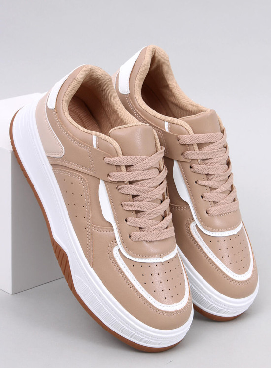 Sneaker auf Plateausohle aus Öko-Leder Camel