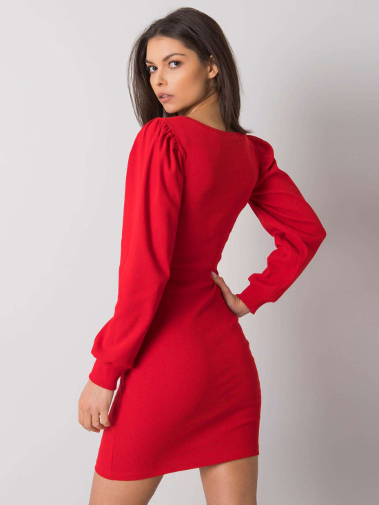 Rotes RUE PARIS Kleid mit langen Ärmeln