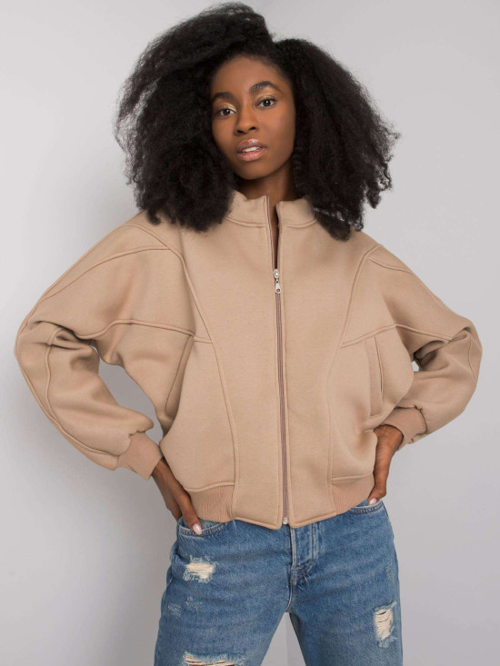 Stylische beige Sweatjacke mit langen Ärmeln