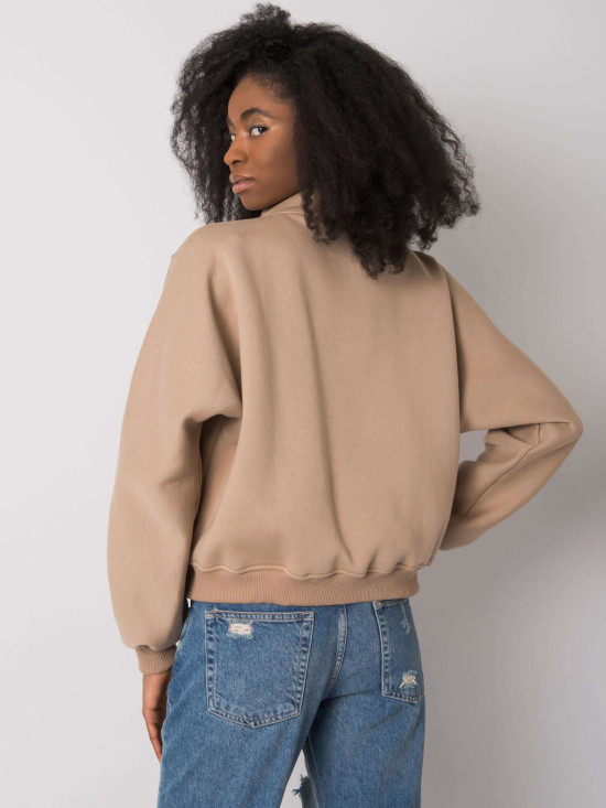 Stylische beige Sweatjacke mit langen Ärmeln