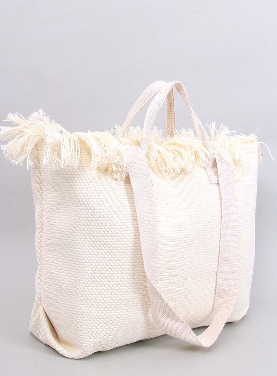 Strandtasche im Boho-Stil mit Quasten Ecru