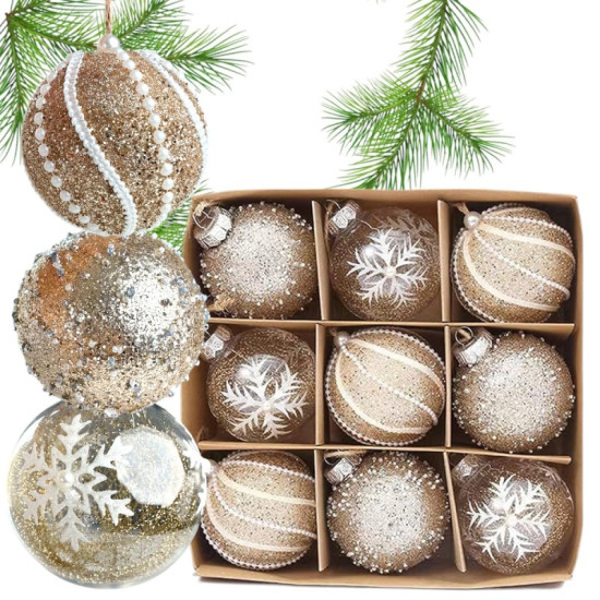 Weihnachtsdekorationen - 9 Stück Gold