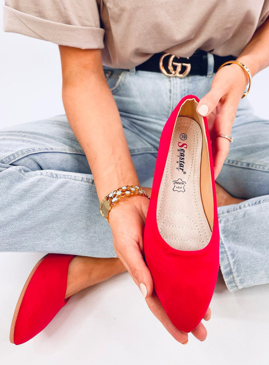 Wildleder-Ballerinas Rot
