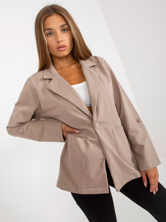Beige Sweatjacke mit Taschen RUE PARIS