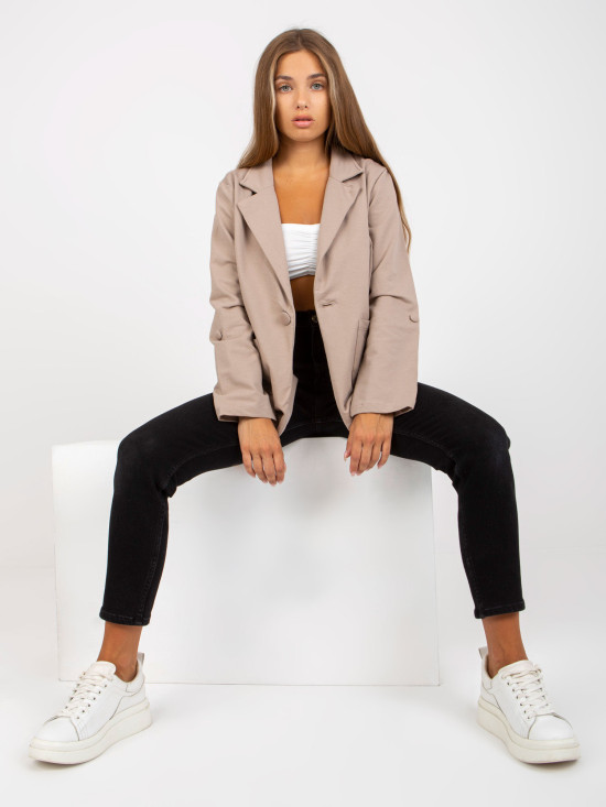 Beige Sweatjacke mit Taschen RUE PARIS