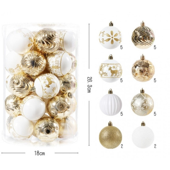 Christbaumschmuck Weiß/Gold 34 Stk