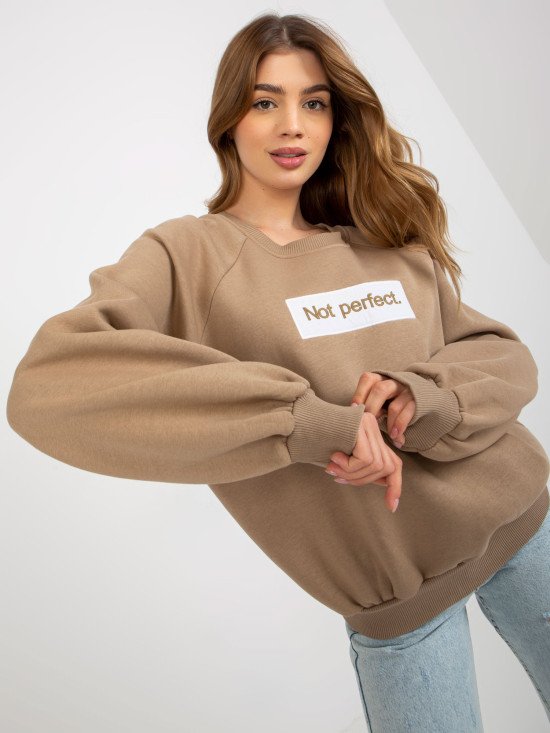 Dunkelbeige Sweatshirt ohne Kapuze