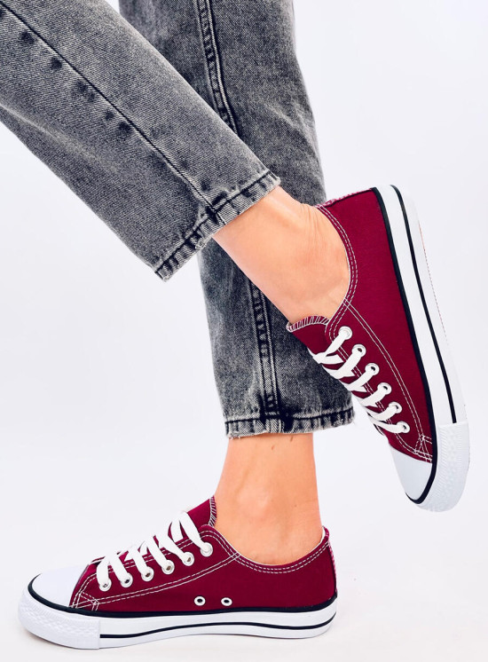 Klassische niedrige Canvas-Sneaker Weinrot