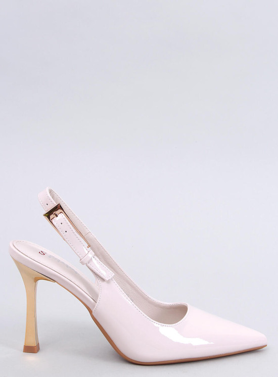 Lackierte Pumps auf goldenem Absatz Beige