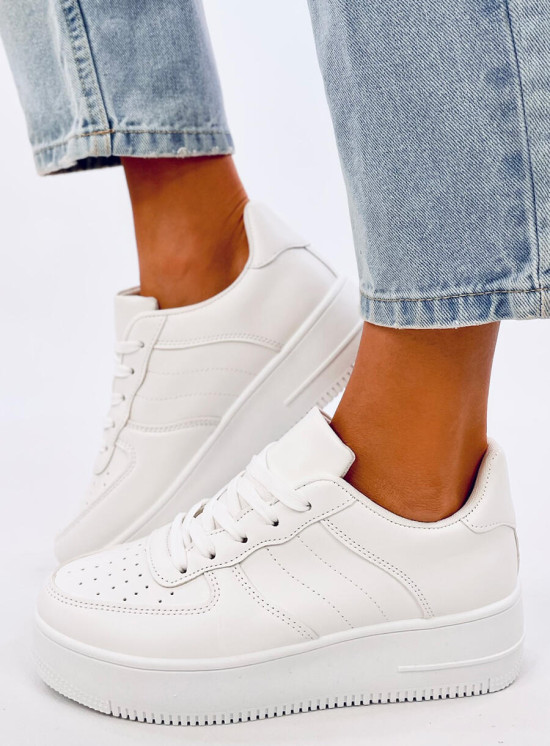 Weiße Damen-Sneaker mit hoher Sohle