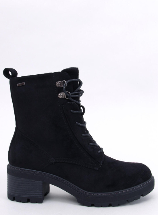 Schnürstiefel aus Wildleder mit Absatz Schwarz