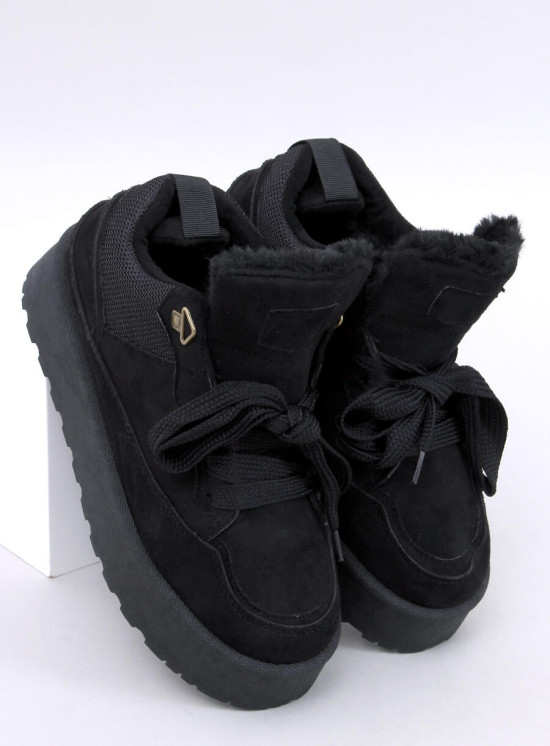 Wintersneaker mit hohem Plateau Schwarz