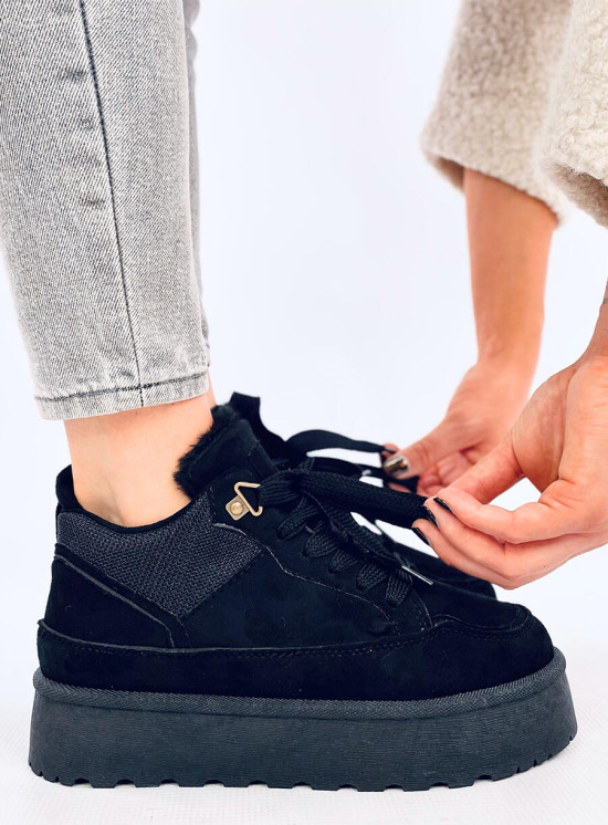 Wintersneaker mit hohem Plateau Schwarz