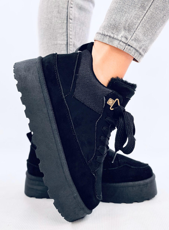Wintersneaker mit hohem Plateau Schwarz