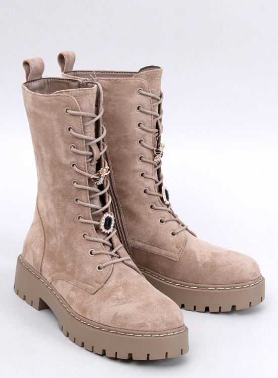 Beige Schnürstiefel BERLIN